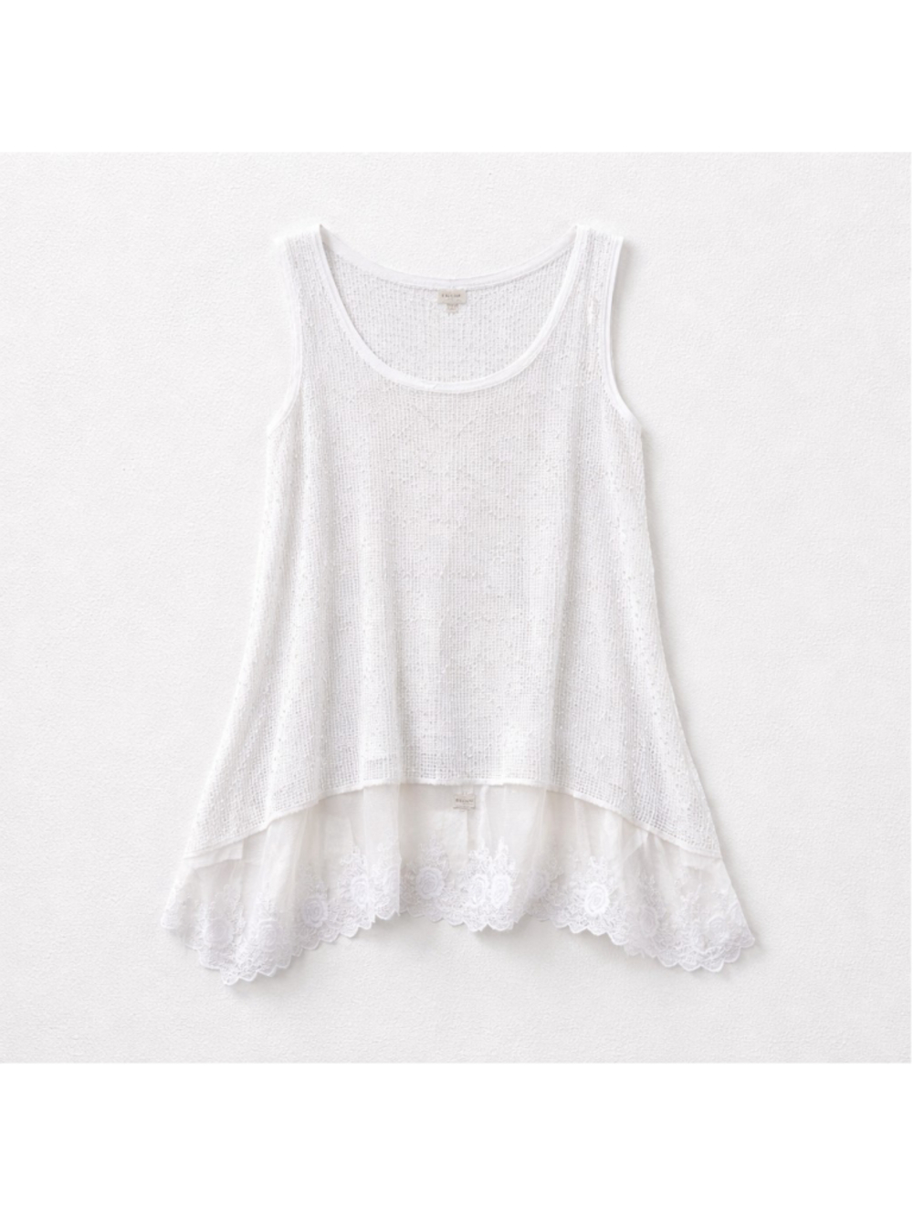 Cupio Tank Top Beaded Sequin Mesh Lace Layered Boho Grunge Fairy Flowy Tunic Lg